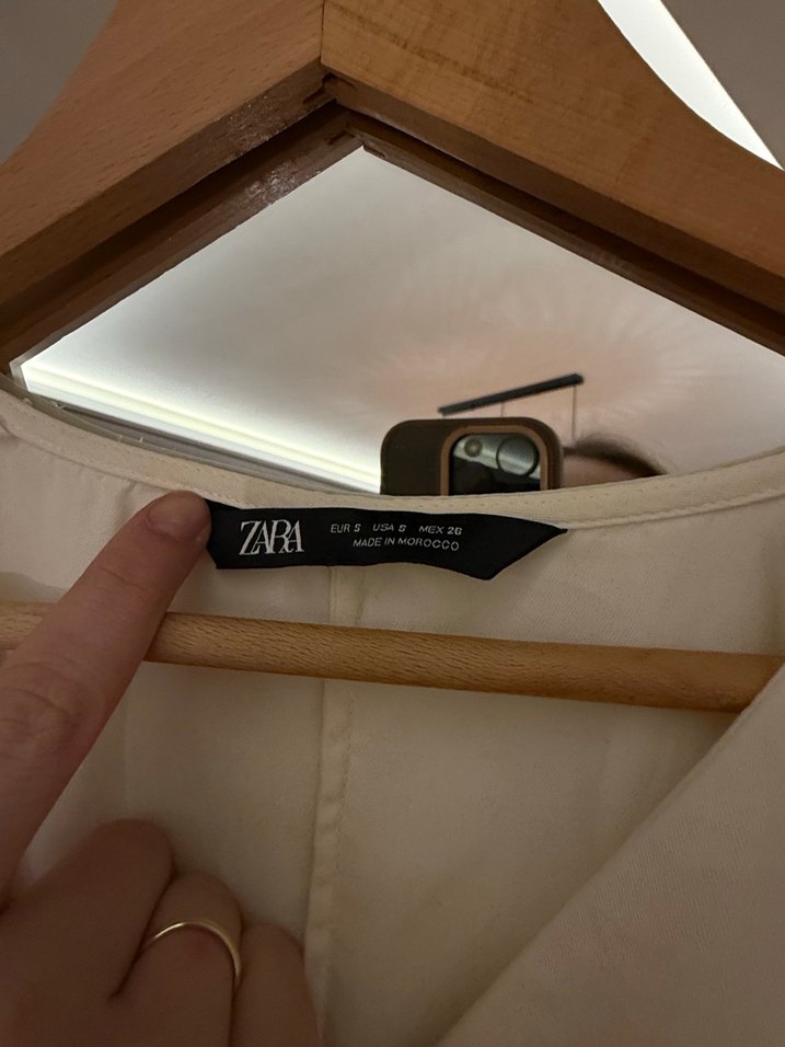 Zara Beyaz V Yaka Kısa Kollu Elbise - Görsel 5