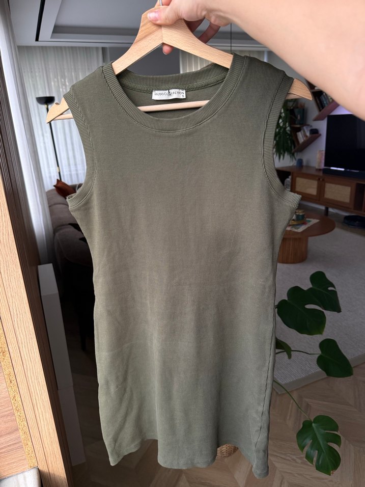 Mudo Kolsuz, mini Kesim, Haki Kadın elbise - Görsel 2