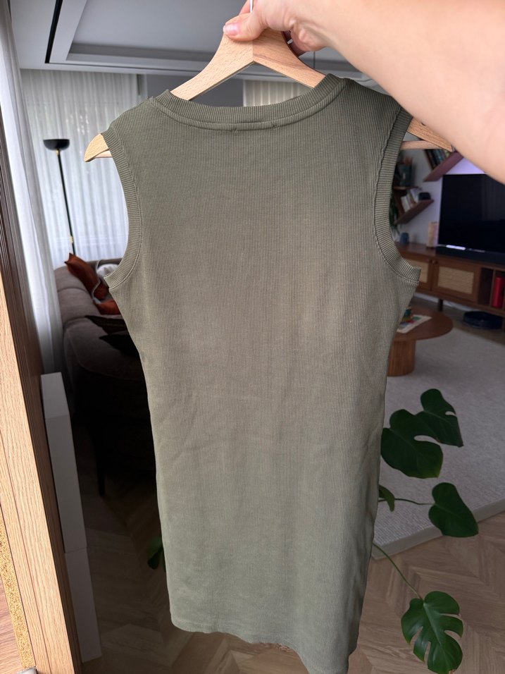 Mudo Kolsuz, mini Kesim, Haki Kadın elbise - Görsel 3