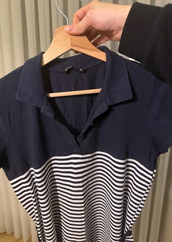 Defacto Lacivert Çizgili Kısa Kollu Elbise - Görsel 4