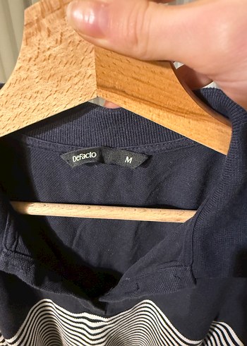 Defacto Lacivert Çizgili Kısa Kollu Elbise - Görsel 5