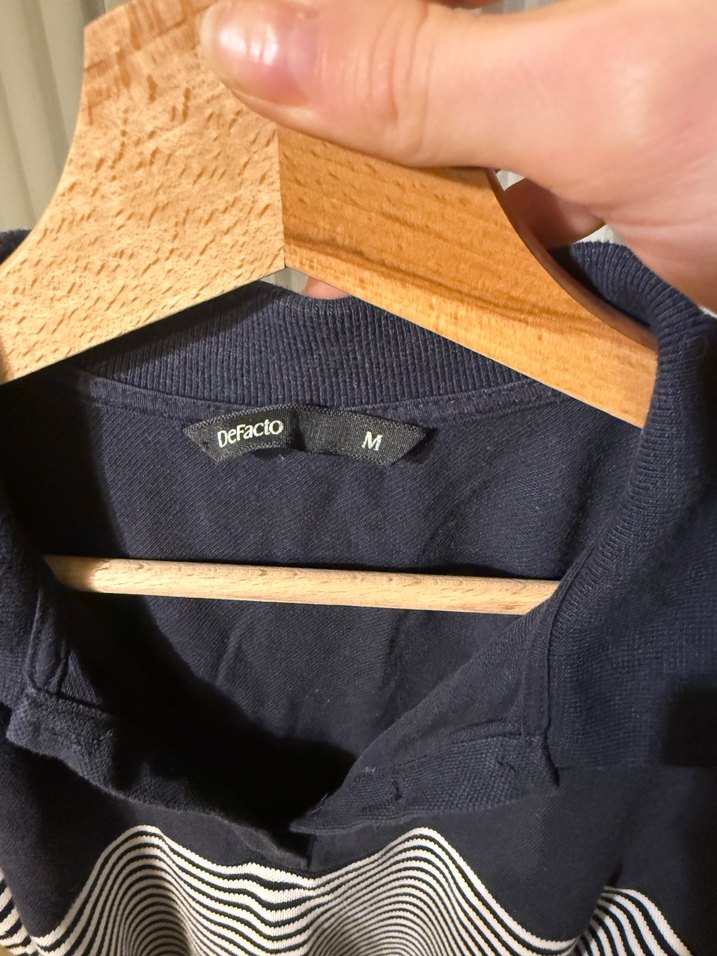 Defacto Lacivert Çizgili Kısa Kollu Elbise - Görsel 5