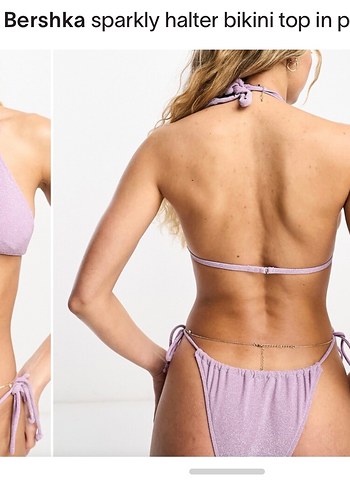 Bershka Lila simli görünümlü İnce Askılı Bikini - Görsel 2