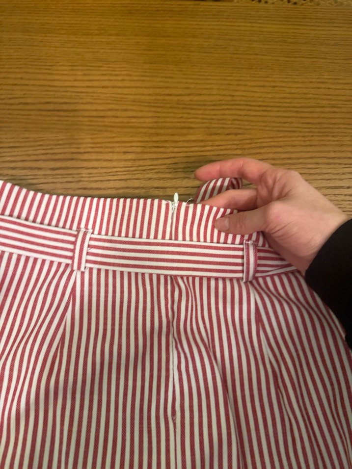 Koton Düğmeli Çizgili Kırmızı Midi Etek - Görsel 3