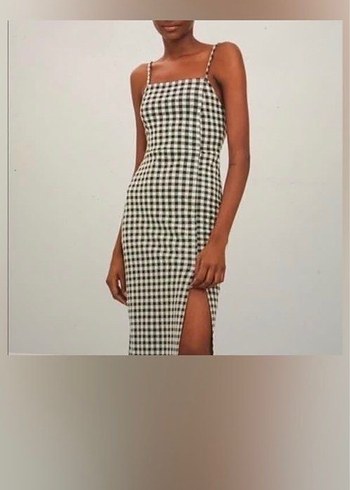 Zara Kadın  Kareli Uzun Askılı yırtmaçlı Elbise - Görsel 3