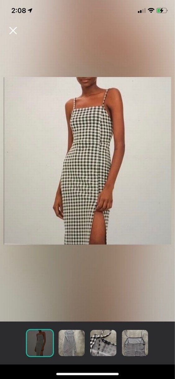 Zara Kadın  Kareli Uzun Askılı yırtmaçlı Elbise - Görsel 3