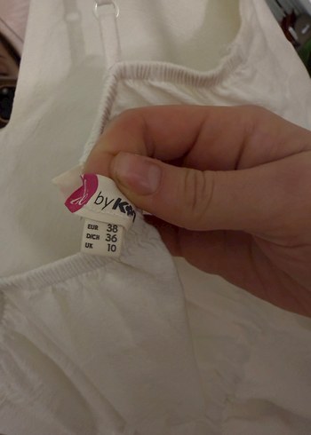 Koton Beyaz Keten V Yaka Fırfırlı Elbise - Görsel 5