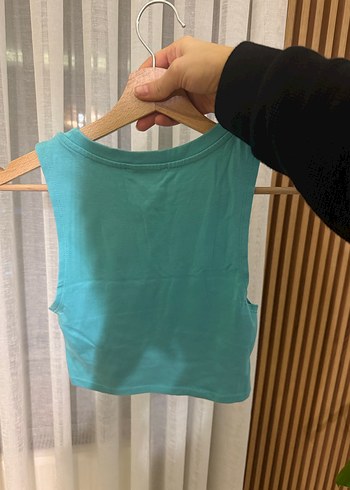 Turkuaz Kolsuz Mini crop Bluz - Görsel 2