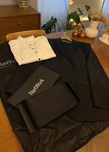 Siyah Yün Karışımlı Smokin Takım Elbise 56 - Görsel 3