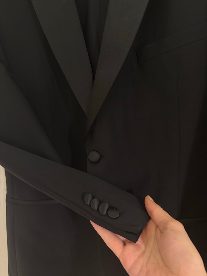 Siyah Yün Karışımlı Smokin Takım Elbise 56 - Görsel 5