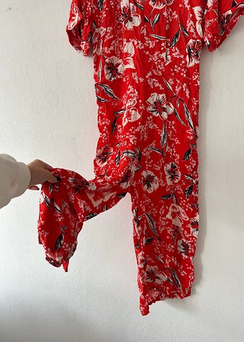 m Beden kırmızı Renk Kırmızı Desenli Bohem Uzun Elbise