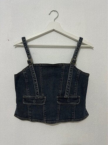 Oxxo askılı denim üst