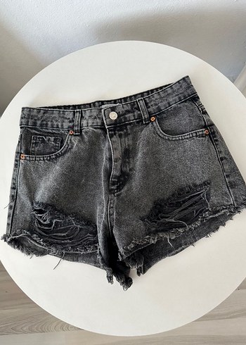Gri Oversize Grunge Punk Jean Şort