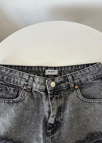 Diğer Gri Oversize Grunge Punk Jean Şort
