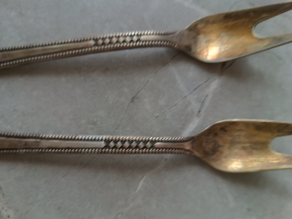 Antika Gümüş çatal Seti - Görsel 4