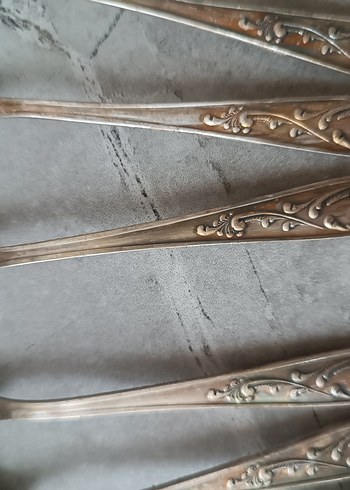 Bej Gri Desenli Gümüs çay Kaşıkları Seti - Görsel 3