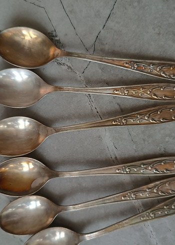 Bej Gri Desenli Gümüs çay Kaşıkları Seti - Görsel 4