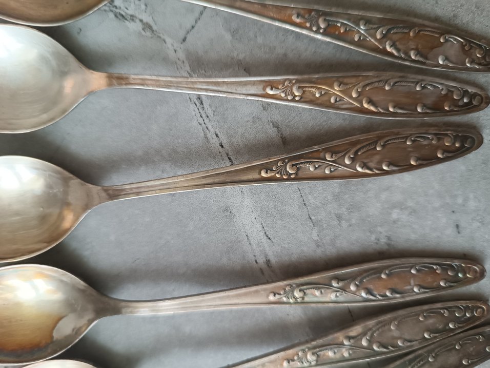 Bej Gri Desenli Gümüs çay Kaşıkları Seti - Görsel 3