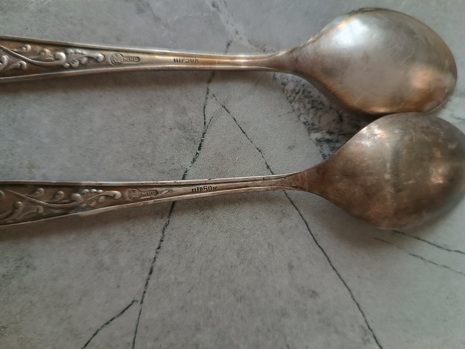 Bej Gri Desenli Gümüs çay Kaşıkları Seti - Görsel 2