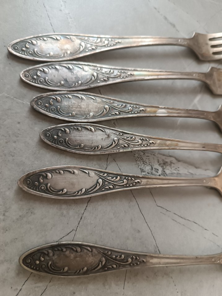 Gümüş işlemeli 6 Çatal Takımı - Görsel 2