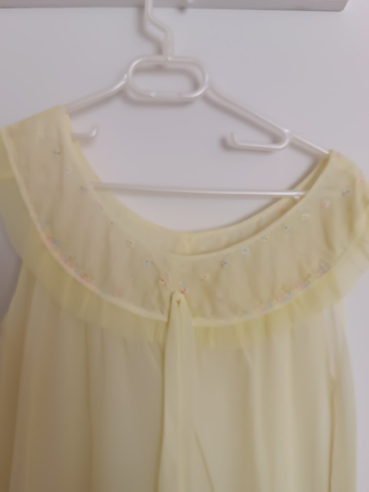 Sarı Vintage Midi Kadın Sabahlık gecelik ikili takim - Görsel 5