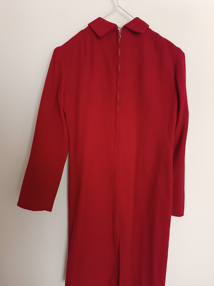 Kırmızı Uzun Kollu ayün Elbise - Görsel 4