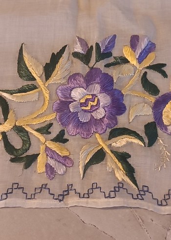 Antika Türk Nakışlı Bej Masa Örtüsü - Görsel 2