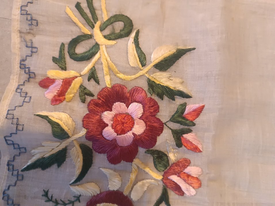 Antika Türk Nakışlı Bej Masa Örtüsü - Görsel 3