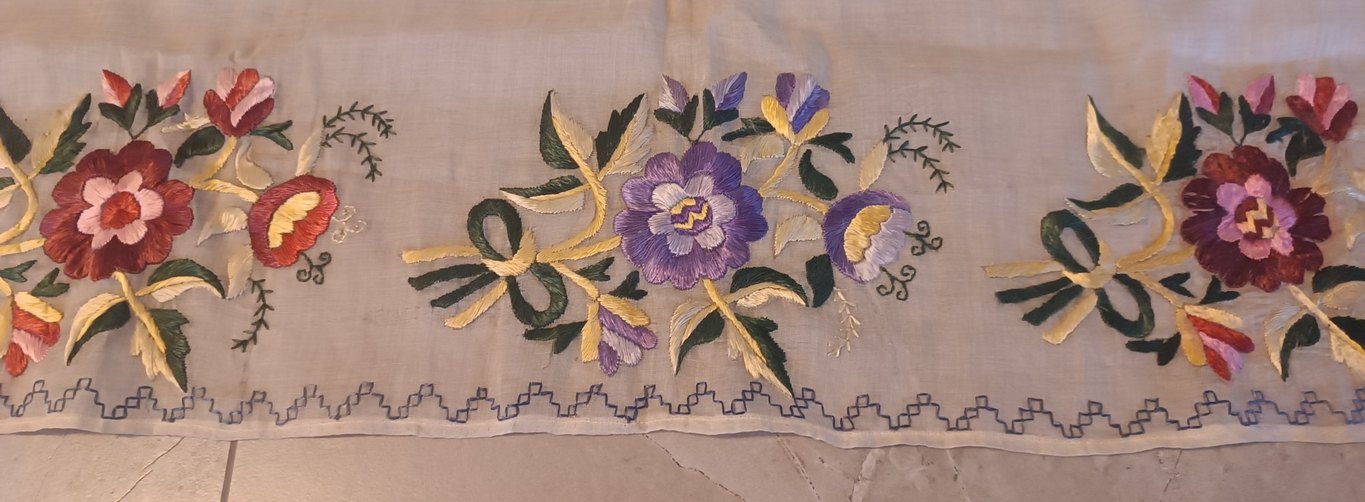 Antika Türk Nakışlı Bej Masa Örtüsü - Görsel 2