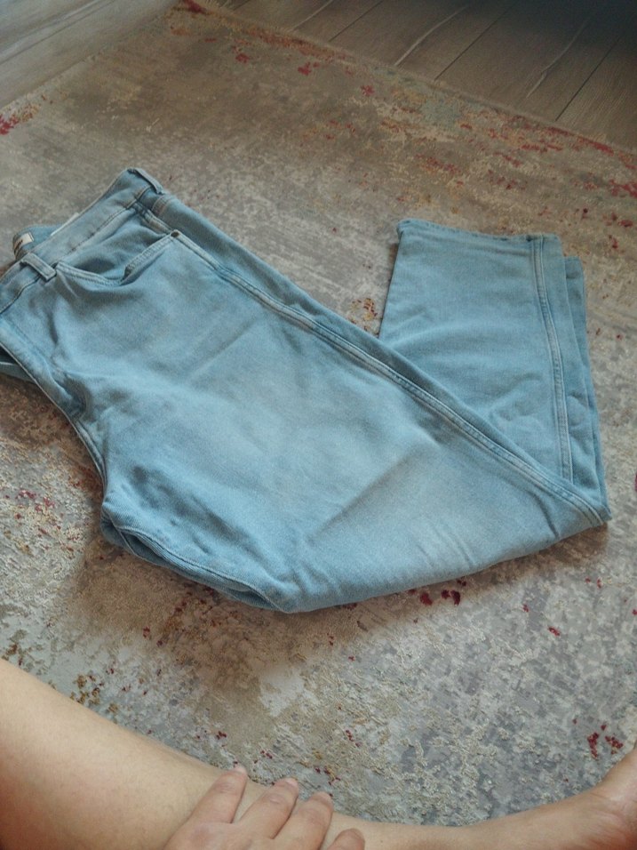 Mavi Bol Kesim Kot Pantolon - Görsel 2