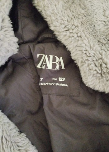 Kız Çocuk Gri Kapüşonlu Kürklü Ceket - Görsel 2