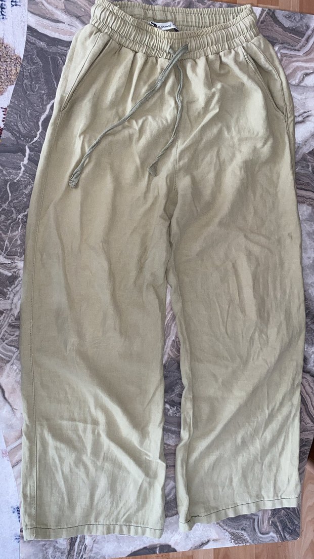 Bej Kemerli Rahat Kesim Kadın Pantolon - Görsel 4