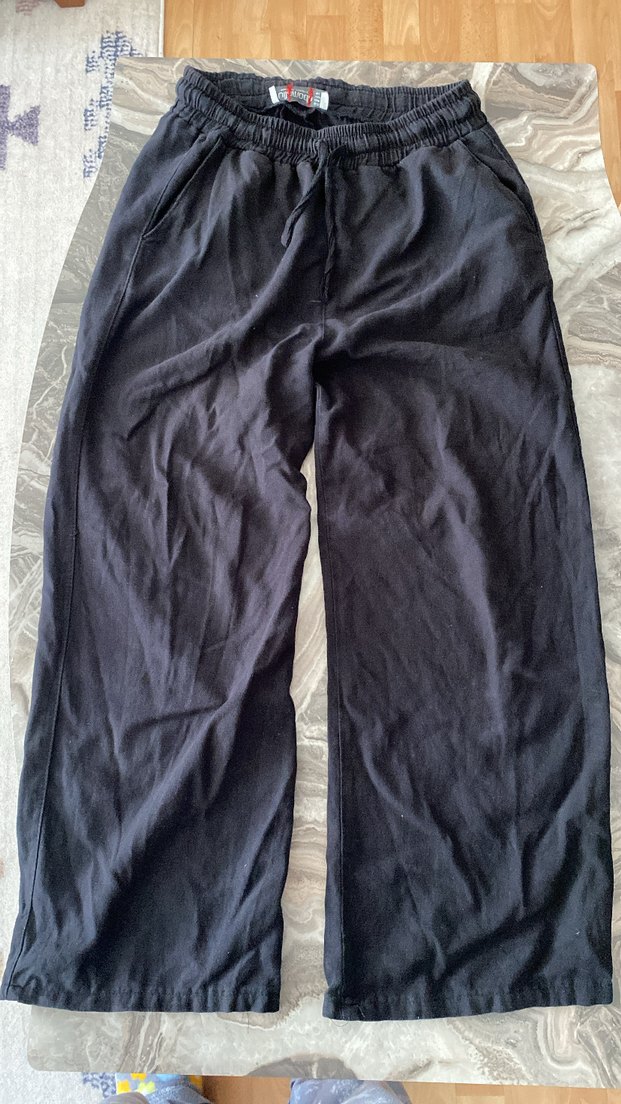 Kadın Siyah Pamuk Rahat Kesim Pantolon - Görsel 3