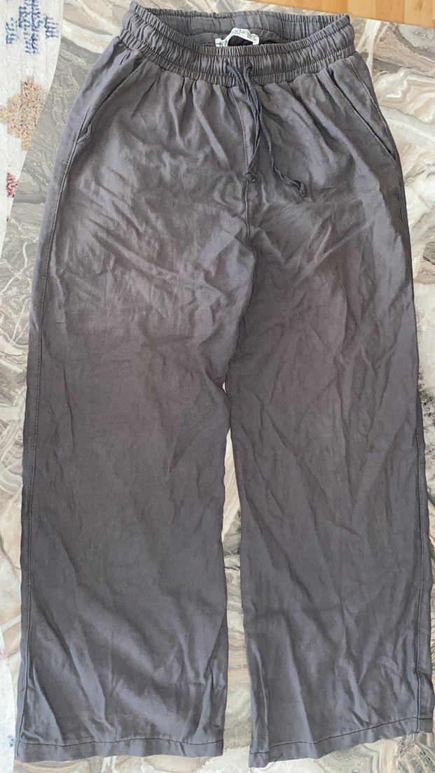 Gri Bol Kesim Midi Denim Pantolon - Görsel 4