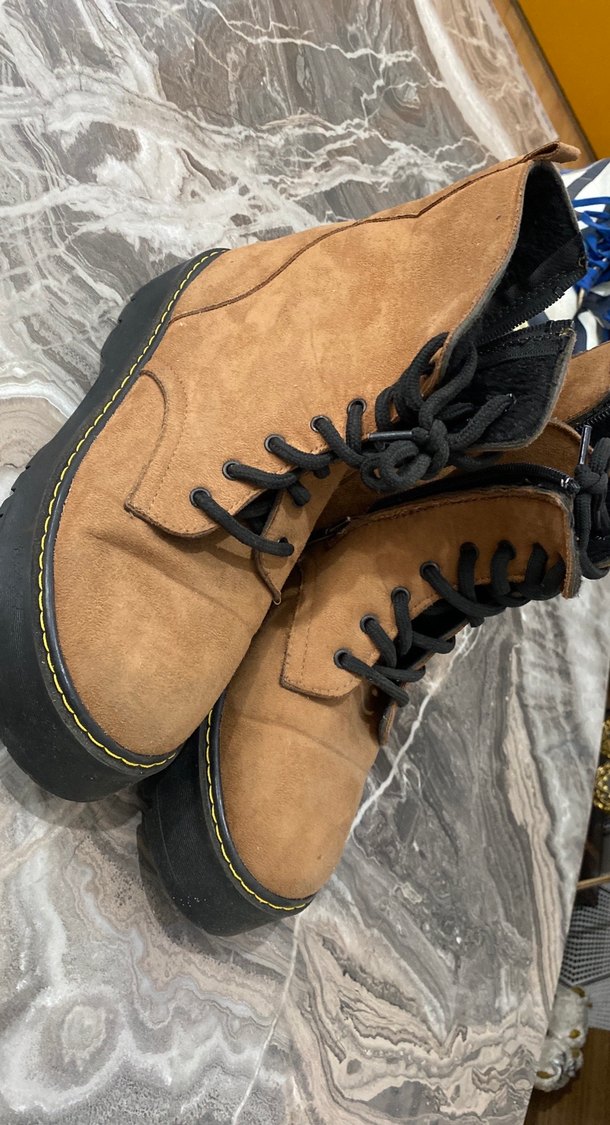 Kahverengi Süet Kadın Dolgu Topuk Bot - Görsel 4