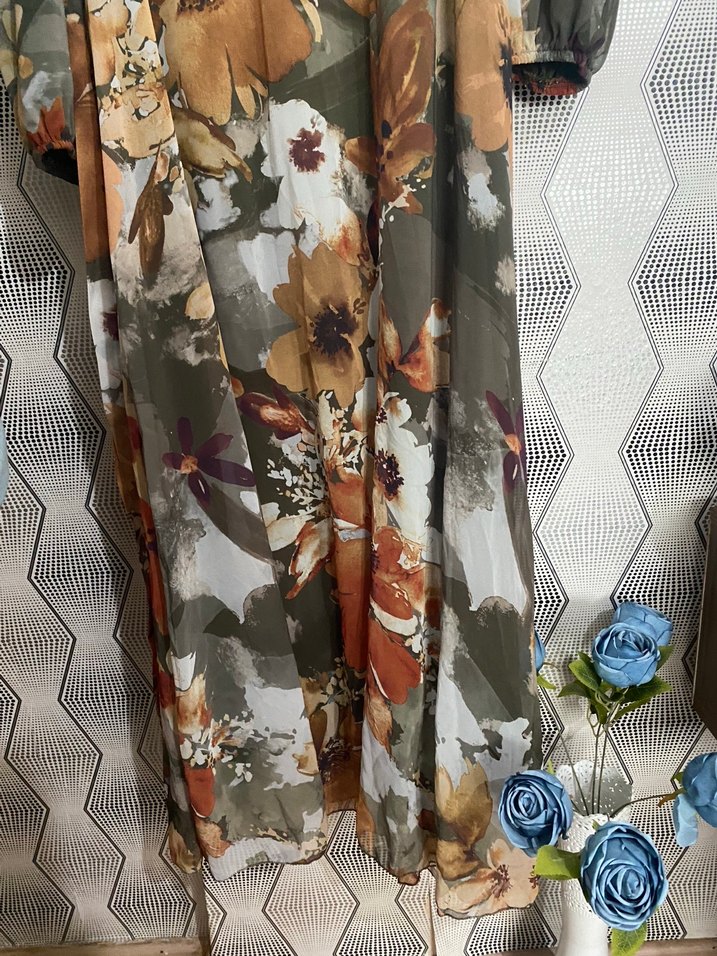 Bohem Tarzı Uzun Çiçek Desenli Elbise - Görsel 3