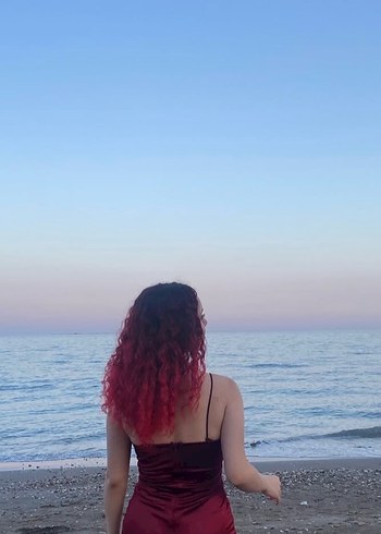 Bordo Parlak V Yakalı Drapeli Midi Elbise - Görsel 3