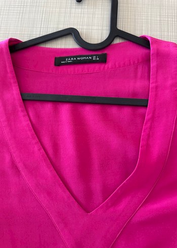 Zara Kadın Fuşya renk V Yaka Bluz - Görsel 3