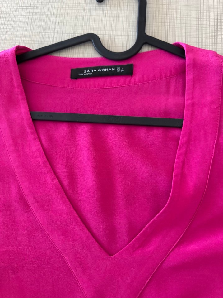 Zara Kadın Fuşya renk V Yaka Bluz - Görsel 3