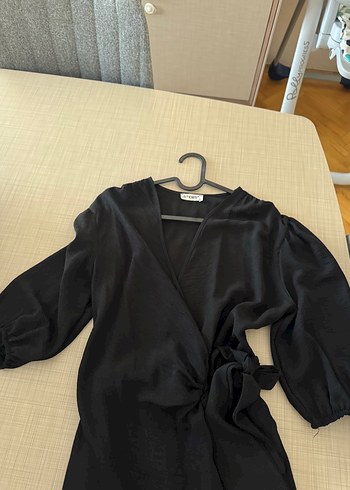 Siyah anvelop Midi Kadın Elbise - Görsel 4