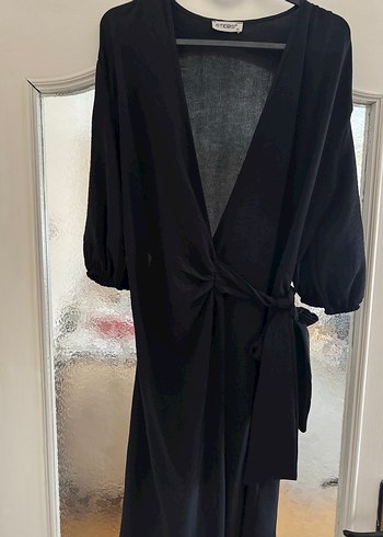 Siyah anvelop Midi Kadın Elbise - Görsel 5