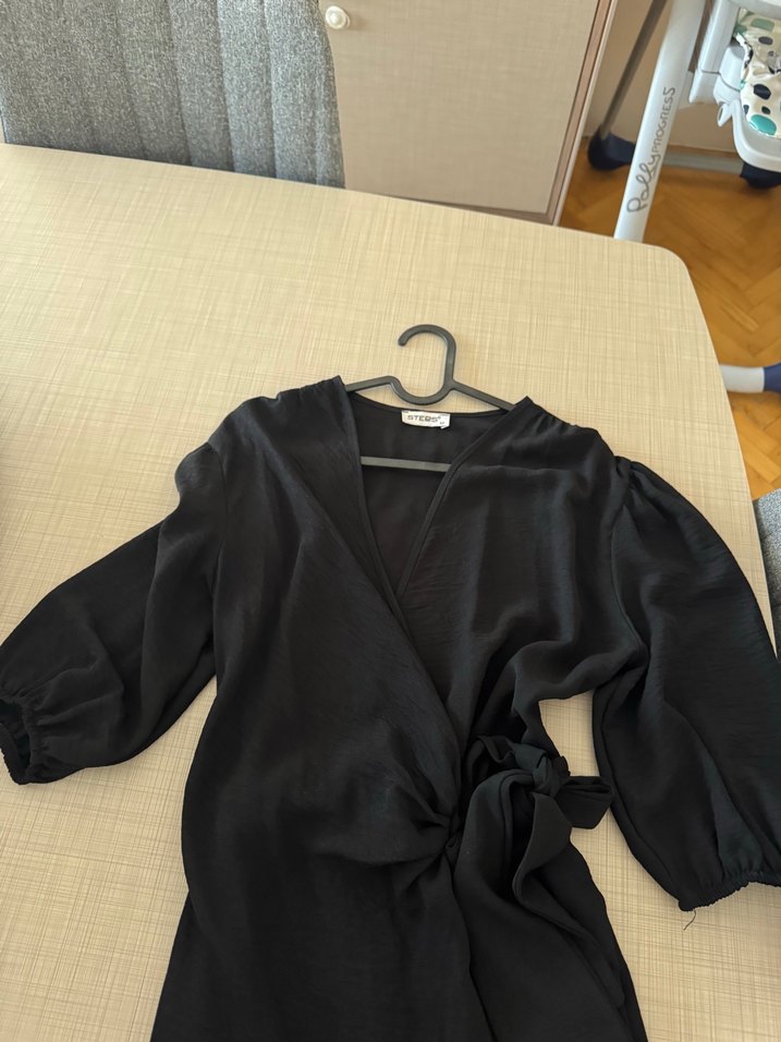 Siyah anvelop Midi Kadın Elbise - Görsel 4