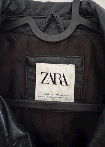 Zara Erkek Siyah Deri Biker Ceket - Görsel 5