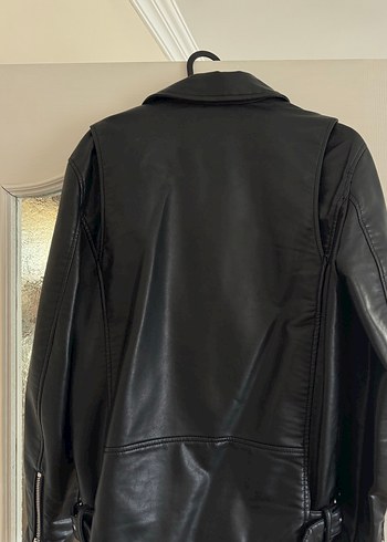 Zara Erkek Siyah Deri Biker Ceket - Görsel 4