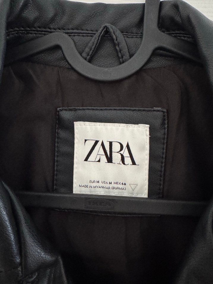 Zara Erkek Siyah Deri Biker Ceket - Görsel 5