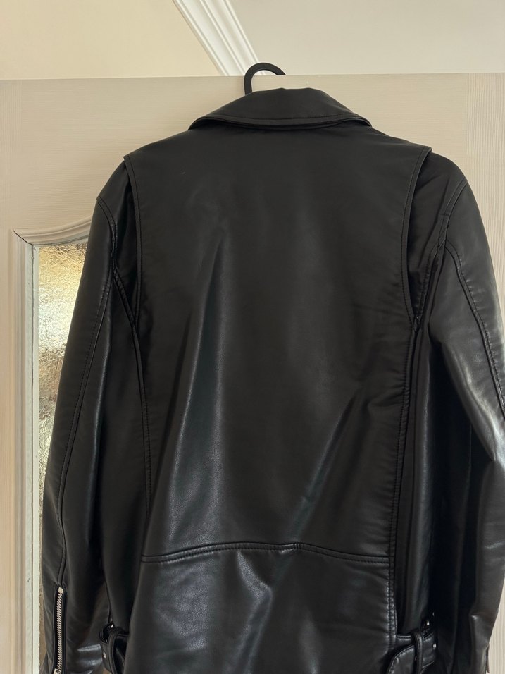 Zara Erkek Siyah Deri Biker Ceket - Görsel 4