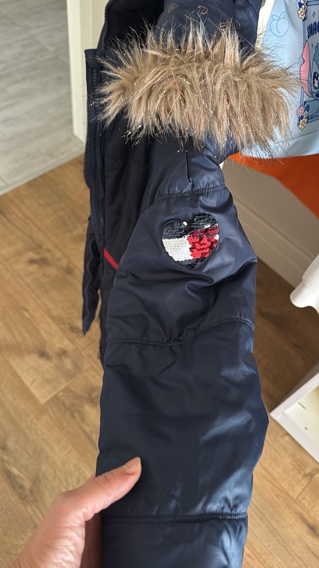 Kız  Çocuk Lacivert Kürklü Kaban - Görsel 2