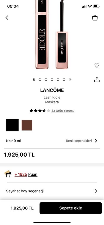  Beden Lancome Idole Parfüm ve Maskara set