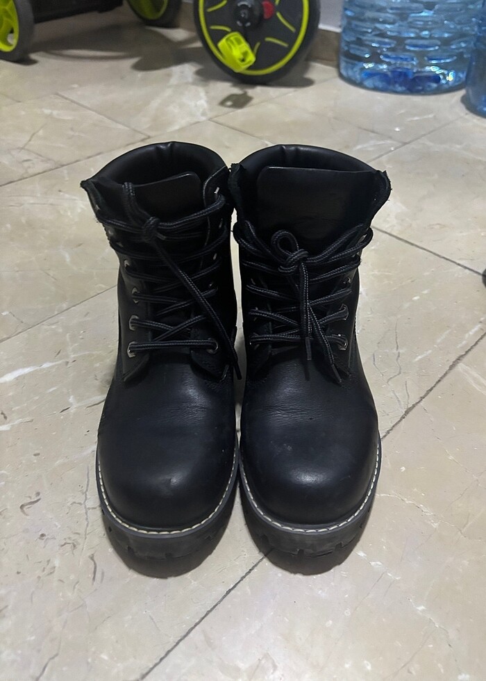 Bulldozer kadın siyah deri bot - Görsel 3