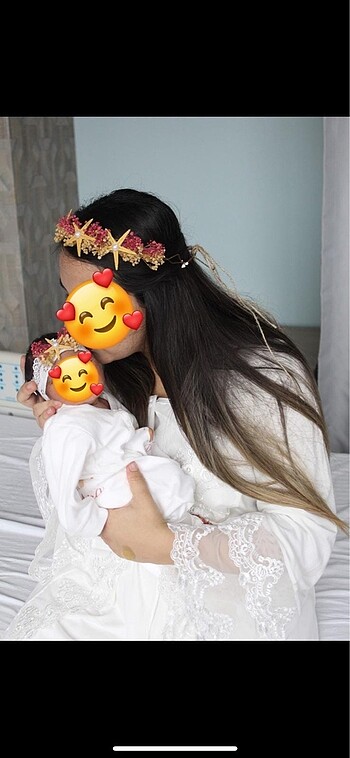 Lohusa taç, terlik, bebek bandı ve patik takımı - Görsel 2